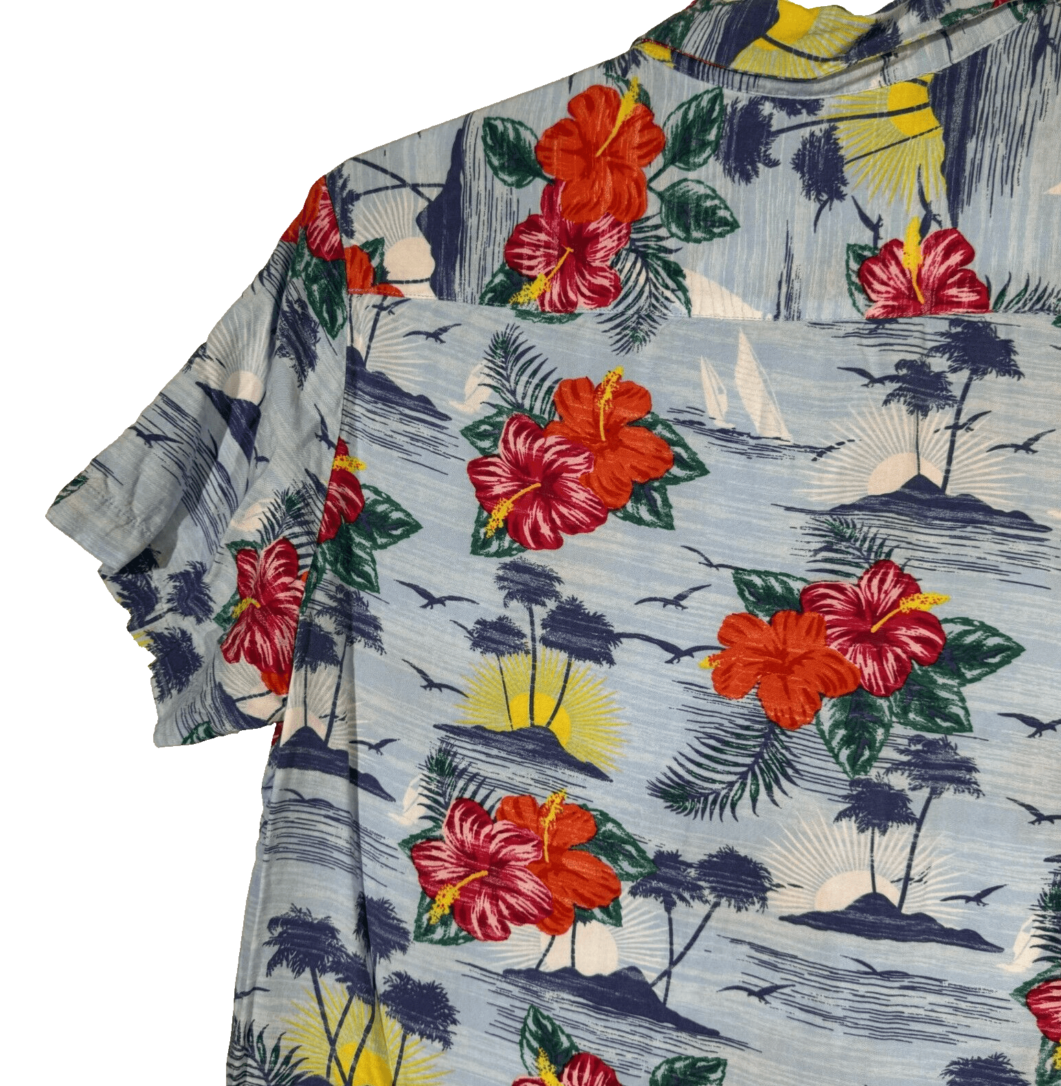 Denim & Flower Shirt Men's XL Hawaiian Multi Floral Short Sleeve Cotton Casual - Thumbnail 10