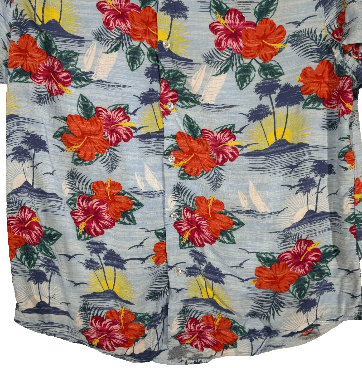 Denim & Flower Shirt Men's XL Hawaiian Multi Floral Short Sleeve Cotton Casual - Thumbnail 3