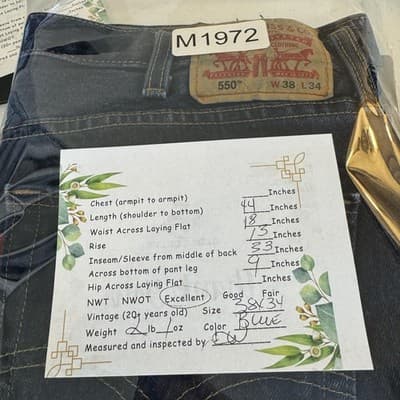 Levis 550 Jeans Mens 36x33 (38x34) Dark Wash Blue Relaxed Fit Tapered Denim - Thumbnail 8