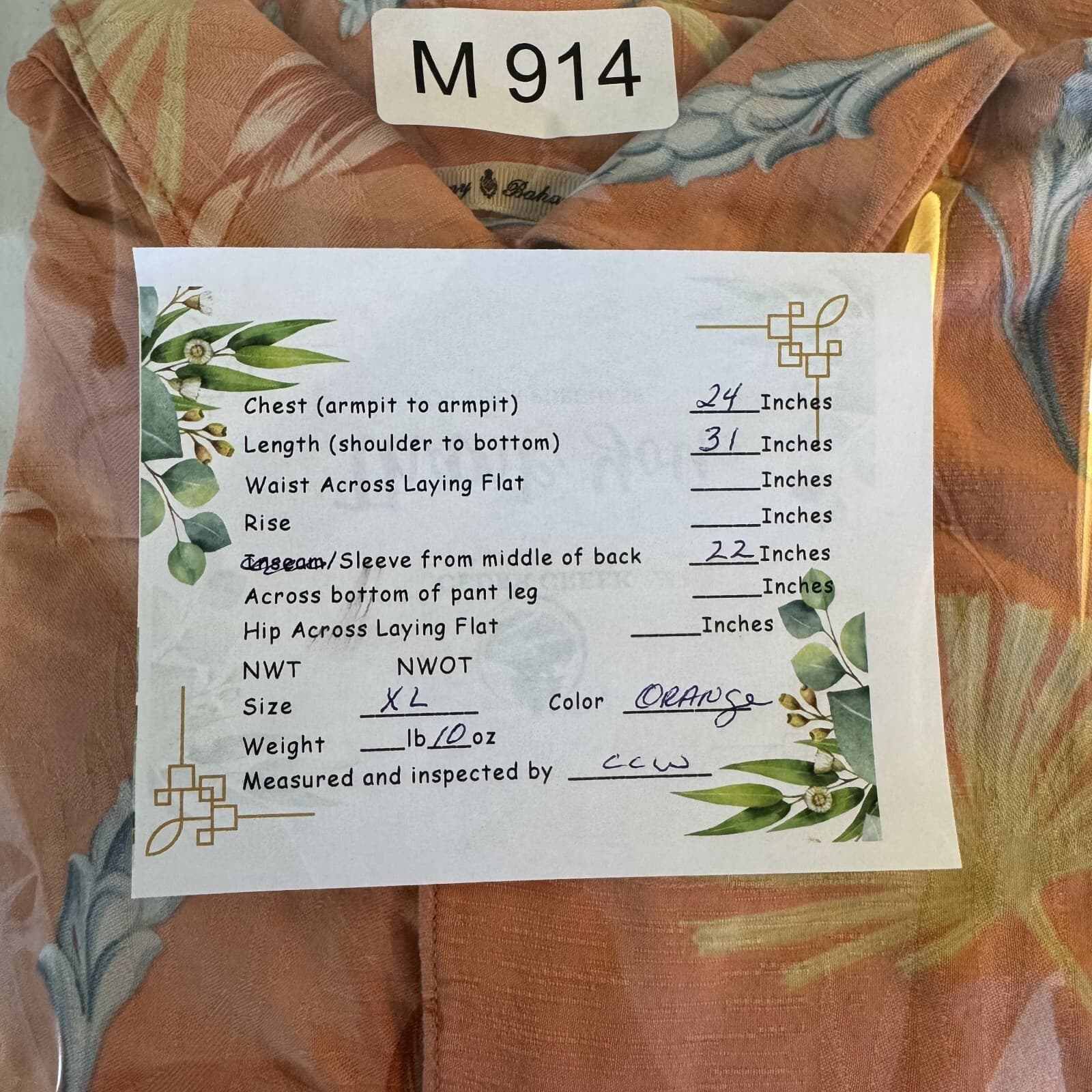 Tommy Bahama Shirt Men’s XL Silk Orange Floral Print Casual Short Sleeve Button - Thumbnail 9