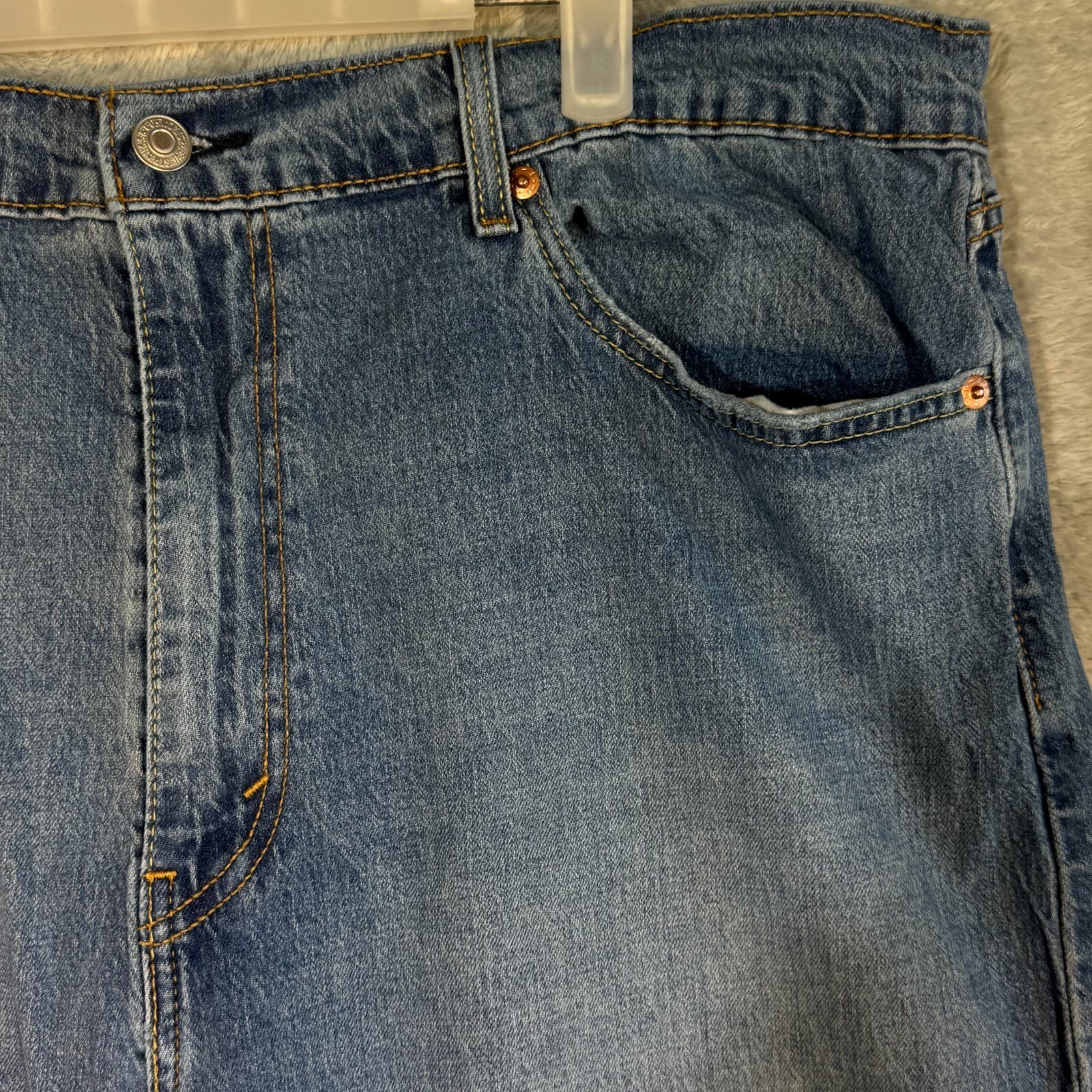 Levi’s 505 Jeans Men’s 40x30 Blue Denim Straight Leg Mid Rise Stretch - Thumbnail 7