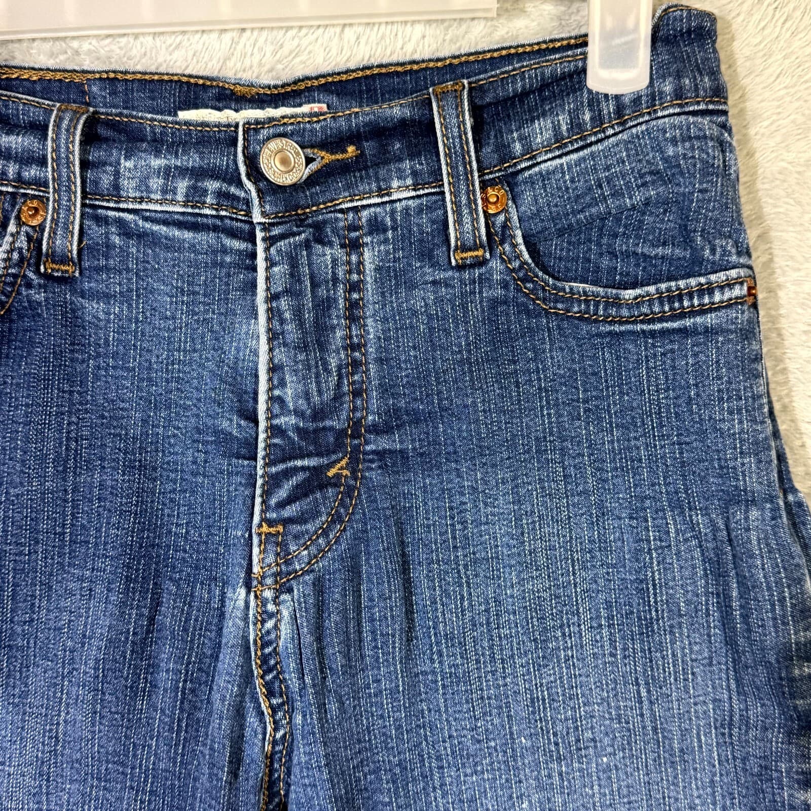 Levi’s 512 Women’s Jeans 4M Blue Denim Mid Rise Straight Slimming - Thumbnail 5