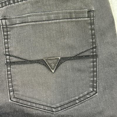 Guess Jeans Mens 38x29 (38x30) Black Regular Straight Crescent Fit Stretch Denim - Thumbnail 4