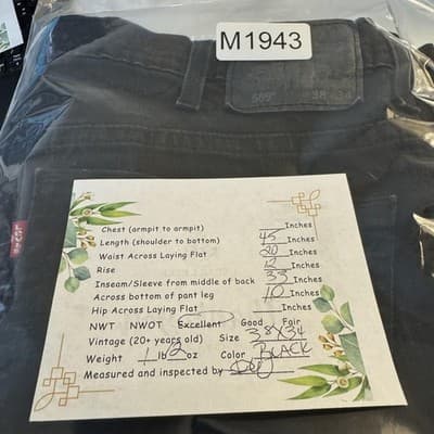 Levis 569 Jeans Mens 40x33 (38x34) Black Relaxed Straight Denim Stretch - Thumbnail 8