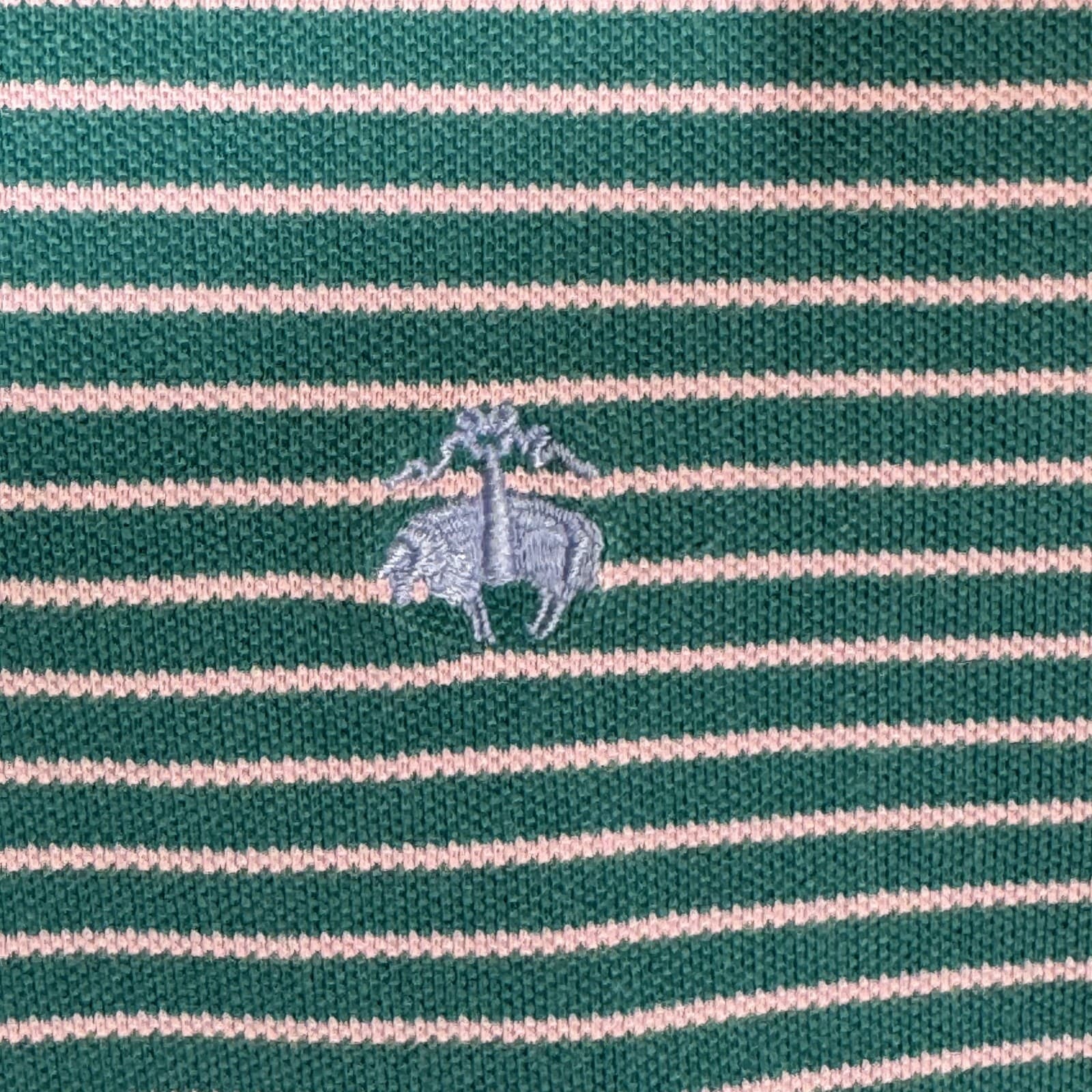 Brooks Brothers 1818 Men's Polo Shirt Large Blue Pink Striped Performance - Thumbnail 6