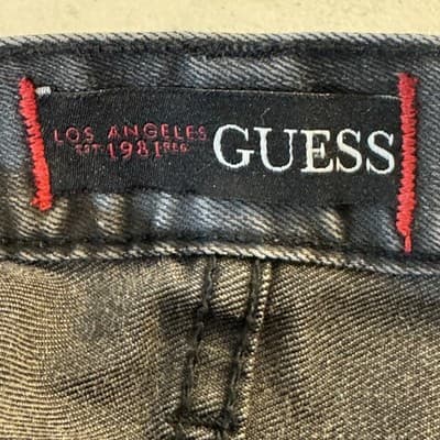 Guess Jeans Mens 38x29 (38x30) Black Regular Straight Crescent Fit Stretch Denim - Thumbnail 9
