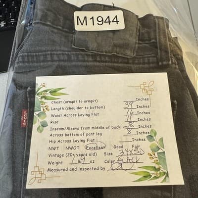 Levis 505 Jeans Mens 32x28 (34x30) Black Charcoal Wash Regular Fit Stretch Denim - Thumbnail 8