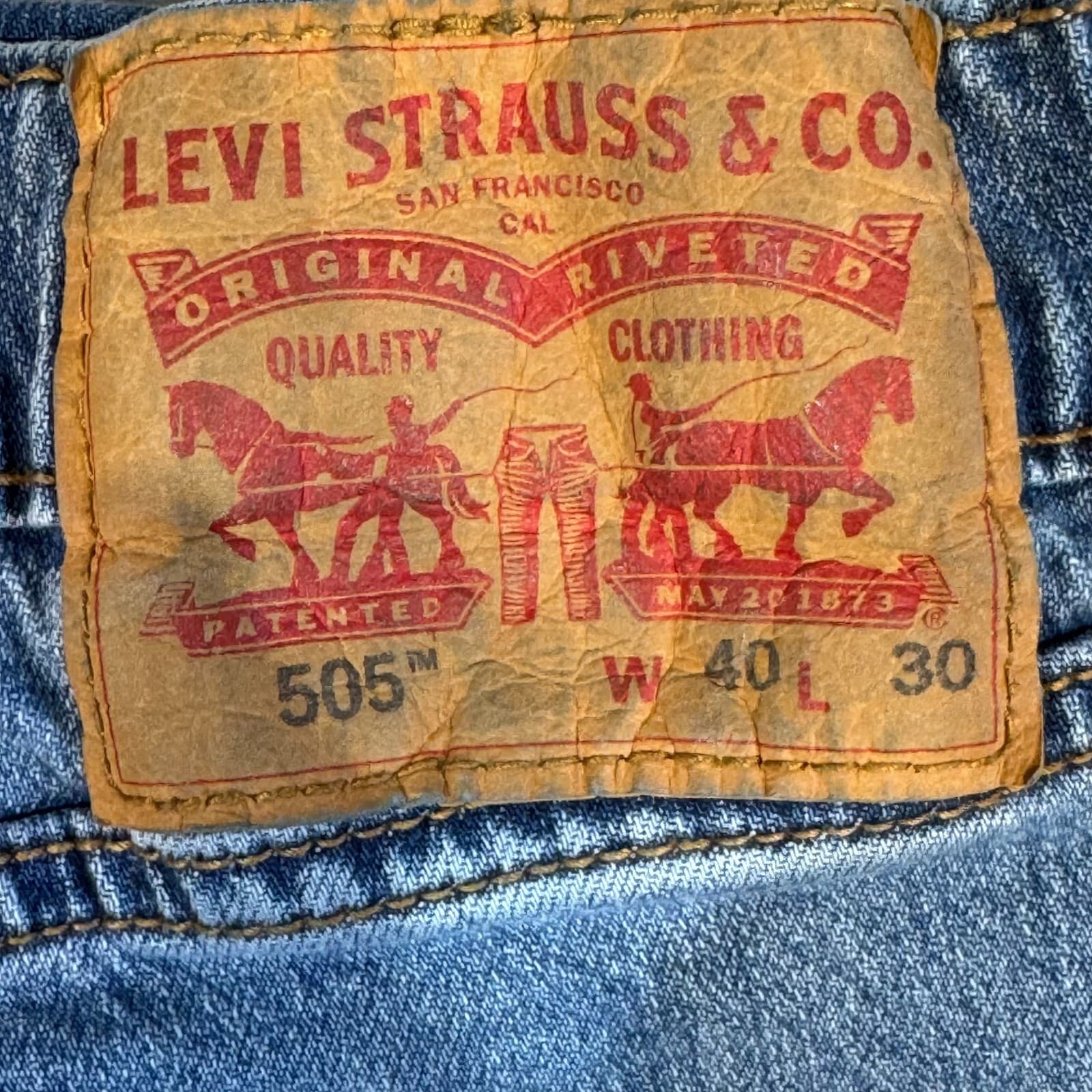 Levi’s 505 Jeans Men’s 40x30 Blue Denim Straight Leg Mid Rise Stretch - Thumbnail 12