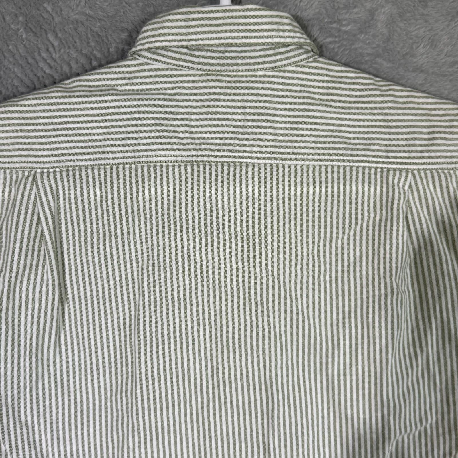 G.H. Bass & Co Shirt Men’s Large Green Striped Short Sleeve Button Down Cotton - Thumbnail 11