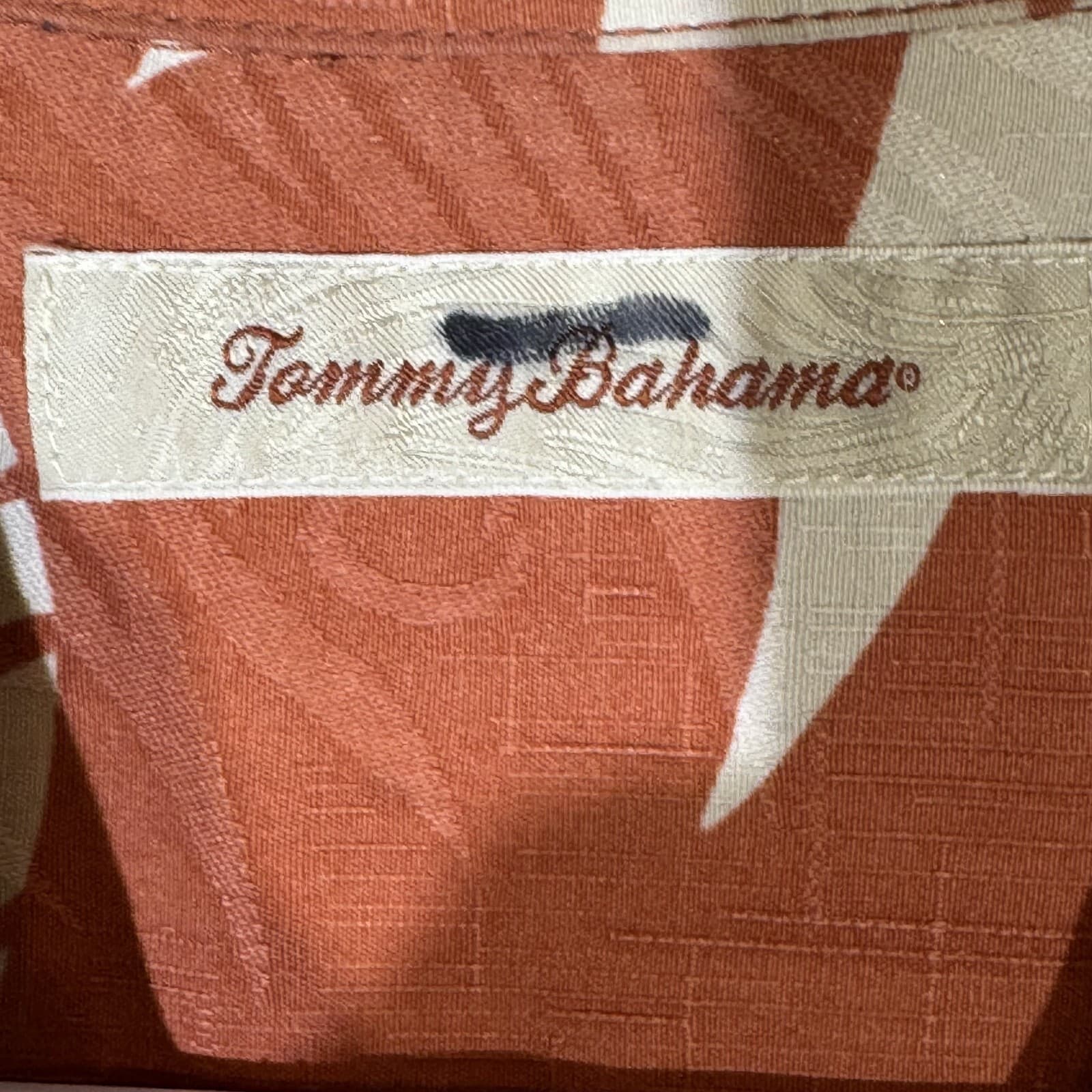 Tommy Bahama Shirt Men’s Large Orange Silk Tropical Floral Print Short Sleeve - Thumbnail 7