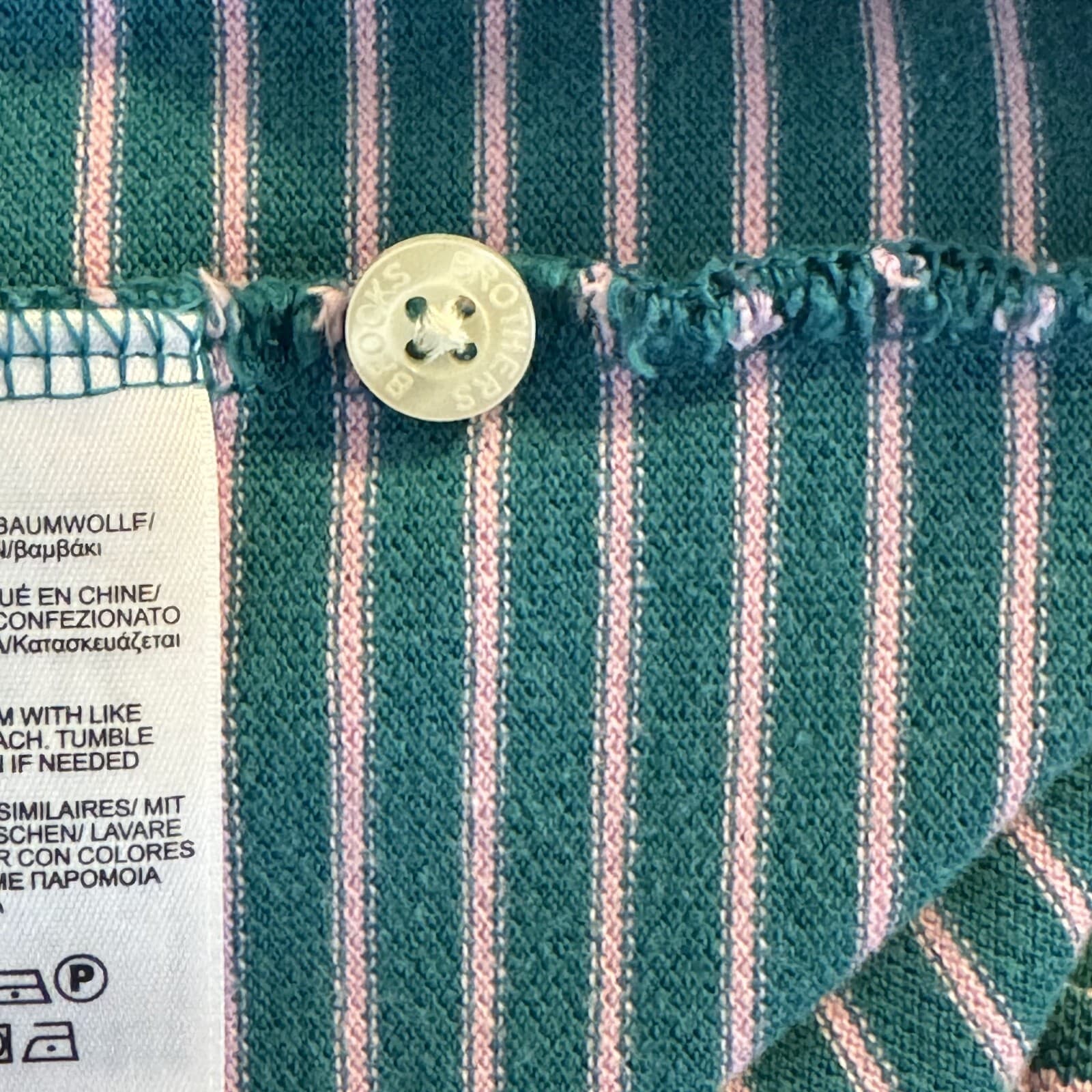 Brooks Brothers 1818 Men's Polo Shirt Large Blue Pink Striped Performance - Thumbnail 14