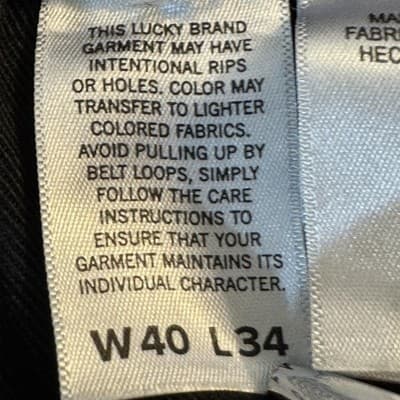 Lucky Brand 410 Jeans Mens 40x33 (40x34) Black Stretch Athletic Straight Denim - Thumbnail 5