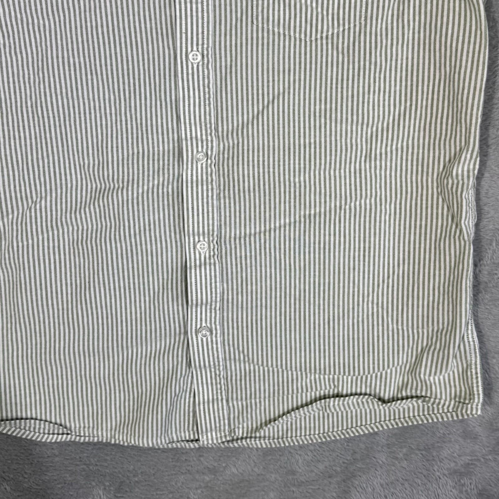 G.H. Bass & Co Shirt Men’s Large Green Striped Short Sleeve Button Down Cotton - Thumbnail 6