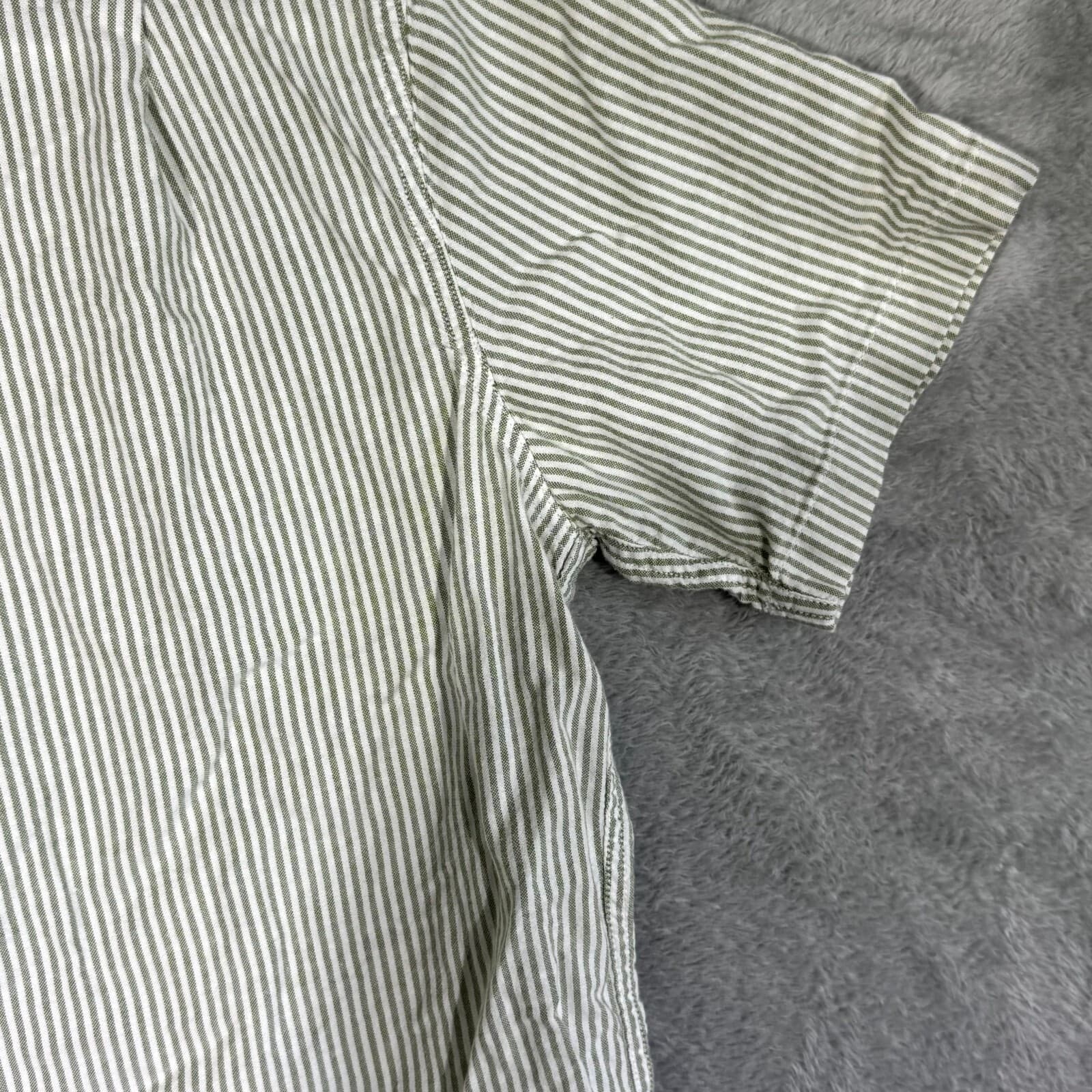 G.H. Bass & Co Shirt Men’s Large Green Striped Short Sleeve Button Down Cotton - Thumbnail 12