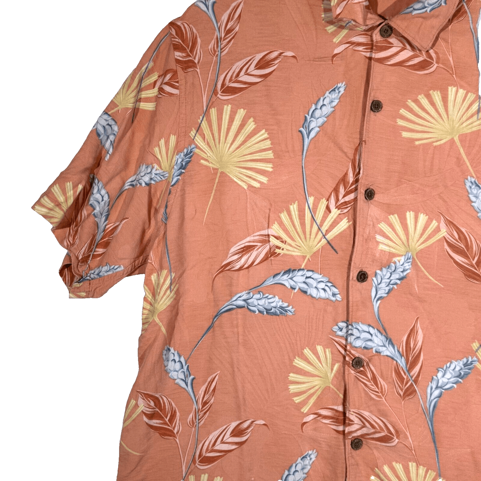 Tommy Bahama Shirt Men’s XL Silk Orange Floral Print Casual Short Sleeve Button - Thumbnail 3