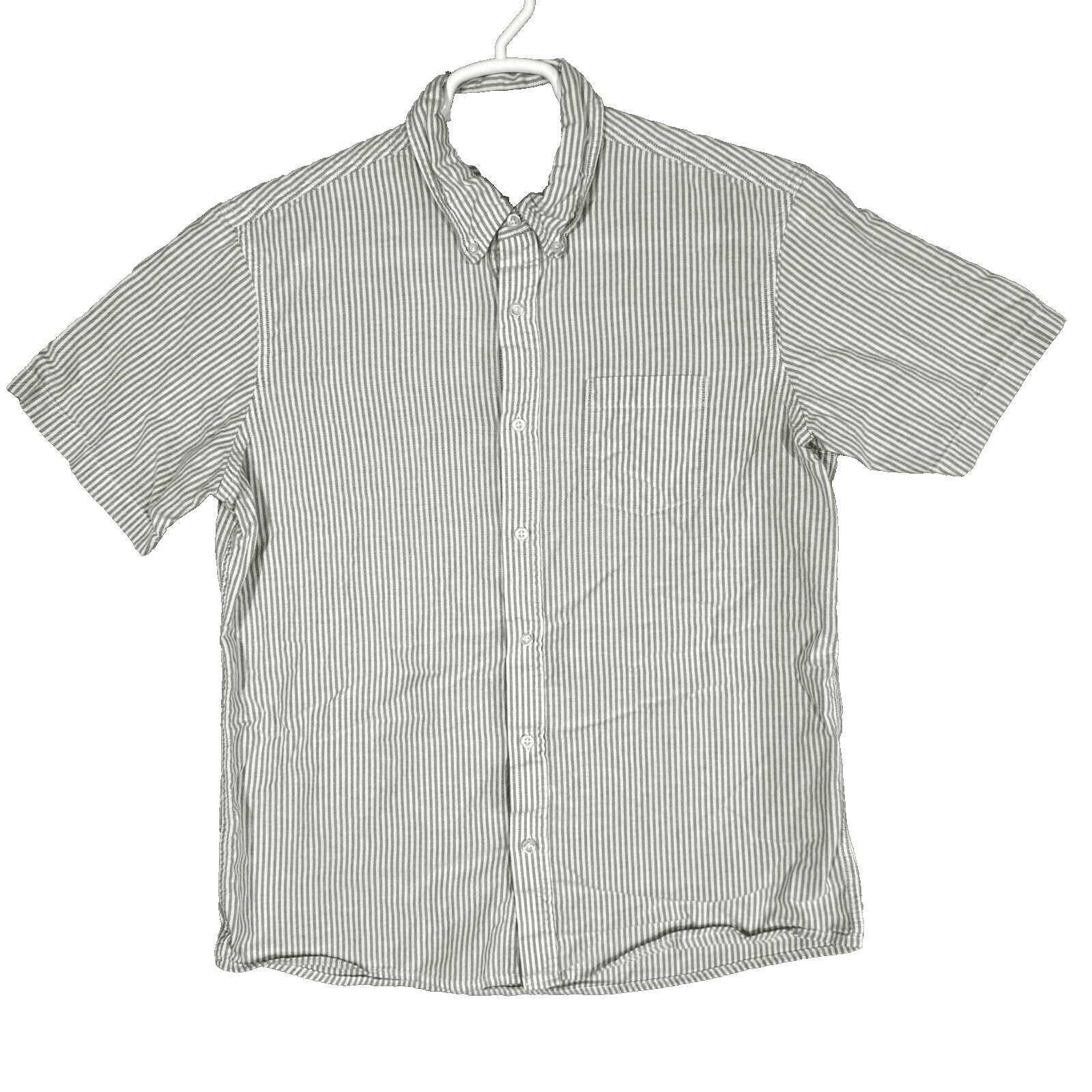 G.H. Bass & Co Shirt Men’s Large Green Striped Short Sleeve Button Down Cotton - Image 1