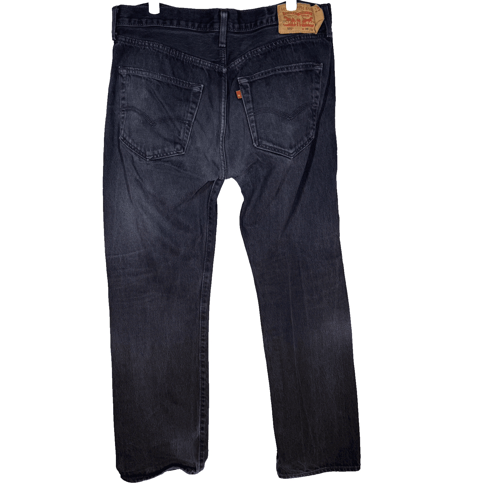 Levis 501 Jeans Mens 36x31 (36x32) Black Button Fly Straight Leg Denim Dark Wash - Thumbnail 2