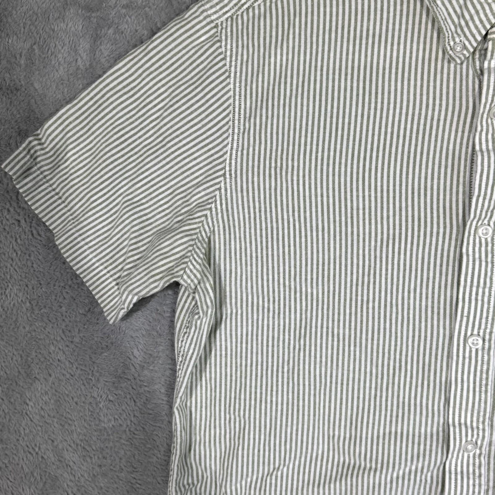 G.H. Bass & Co Shirt Men’s Large Green Striped Short Sleeve Button Down Cotton - Thumbnail 3