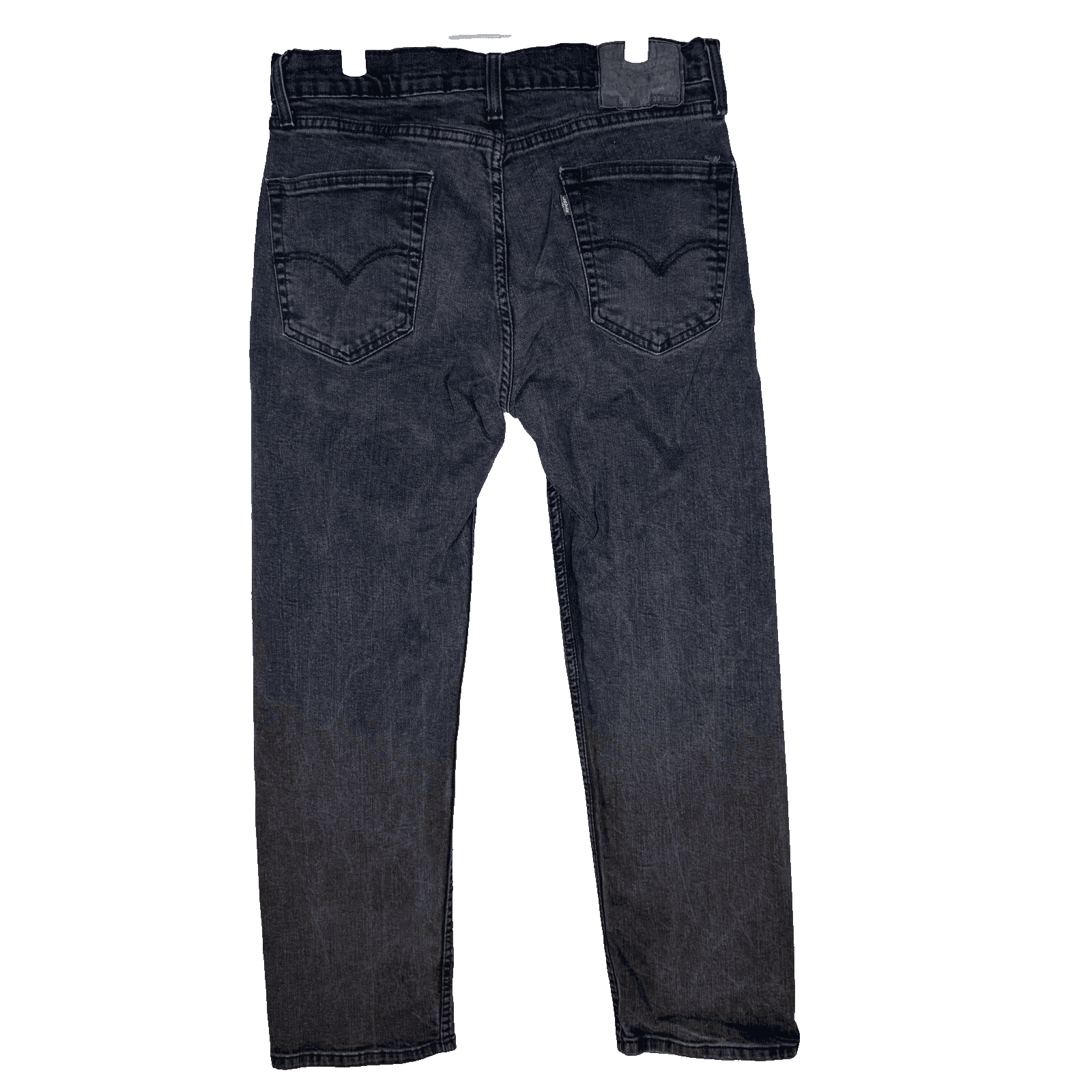 Levis 505 Jeans Mens 32x28 (34x30) Black Charcoal Wash Regular Fit Stretch Denim - Thumbnail 2