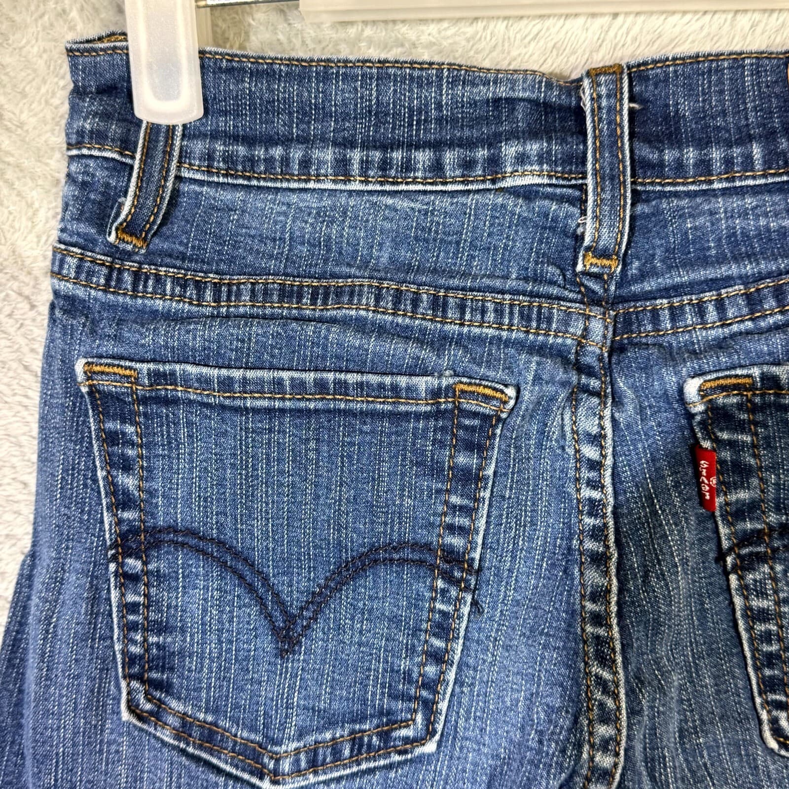 Levi’s 512 Women’s Jeans 4M Blue Denim Mid Rise Straight Slimming - Thumbnail 7