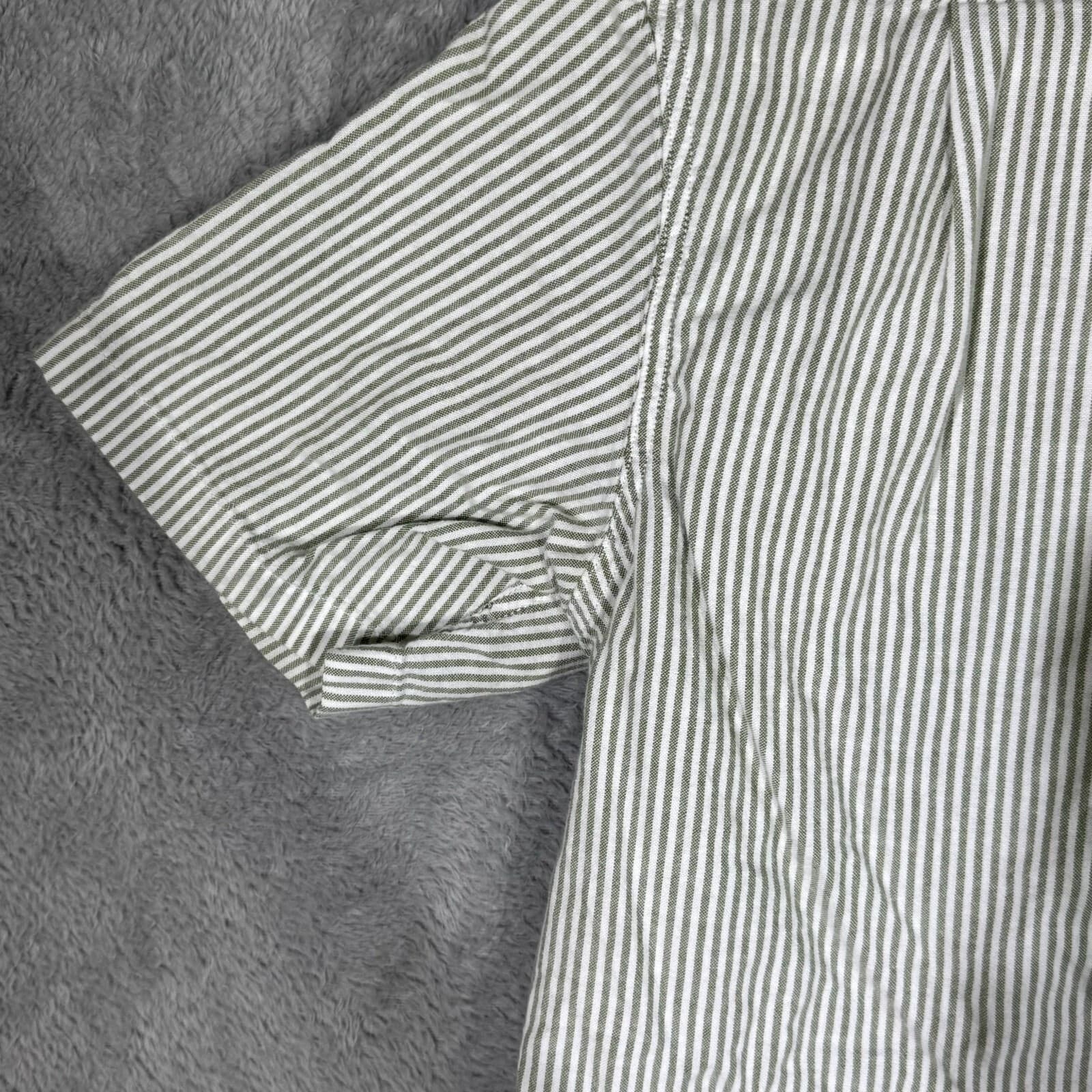 G.H. Bass & Co Shirt Men’s Large Green Striped Short Sleeve Button Down Cotton - Thumbnail 10