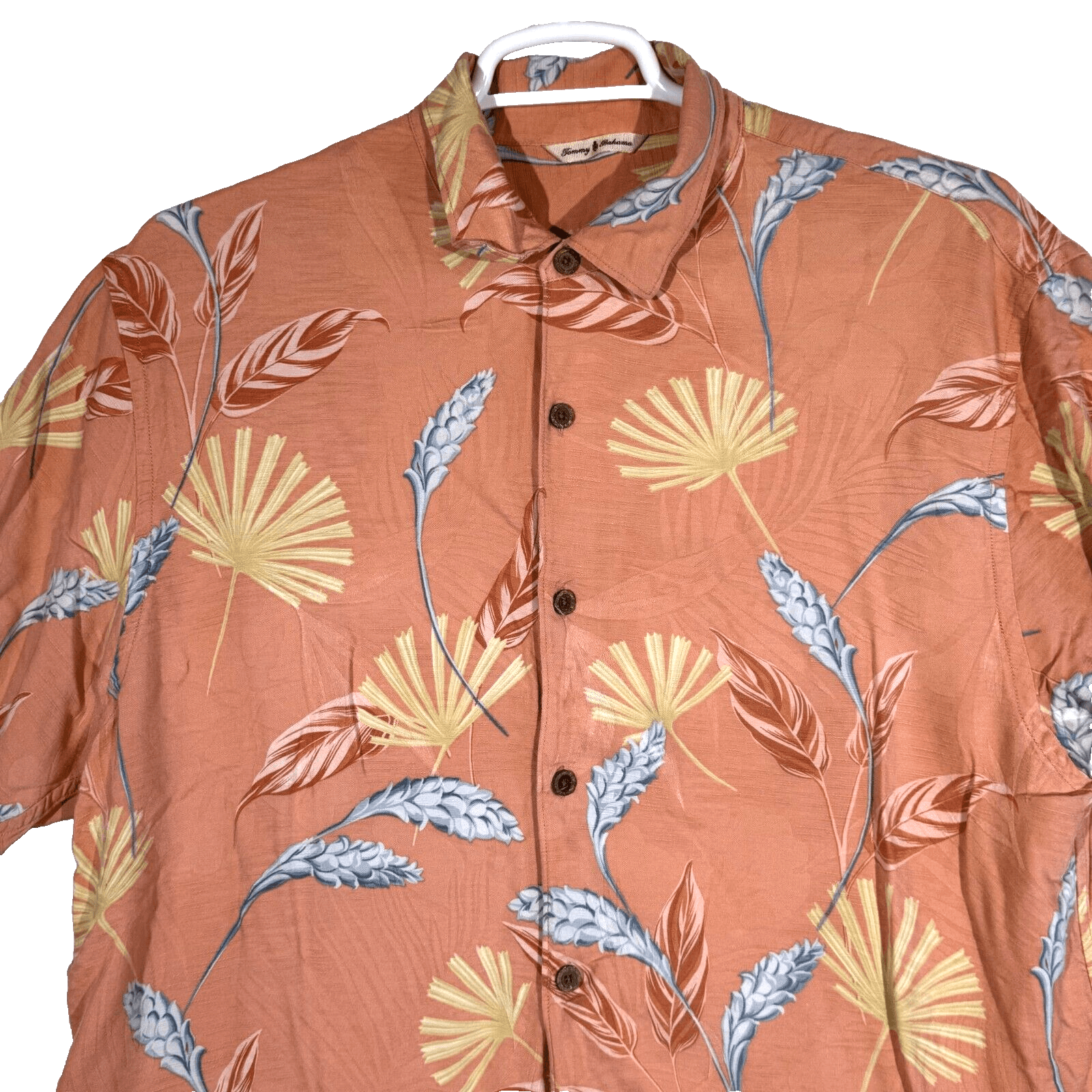 Tommy Bahama Shirt Men’s XL Silk Orange Floral Print Casual Short Sleeve Button - Thumbnail 4