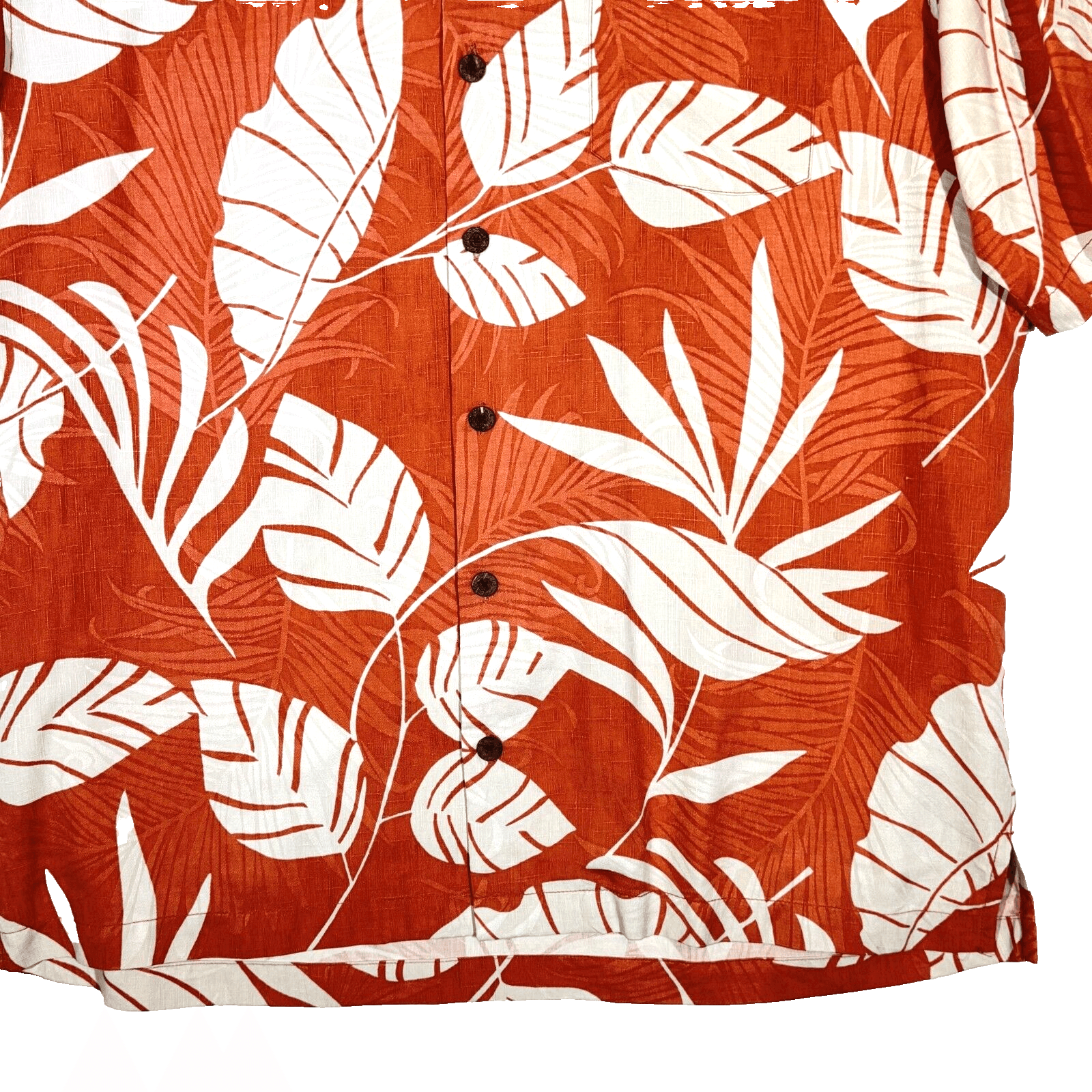 Tommy Bahama Shirt Men’s Large Orange Silk Tropical Floral Print Short Sleeve - Thumbnail 6