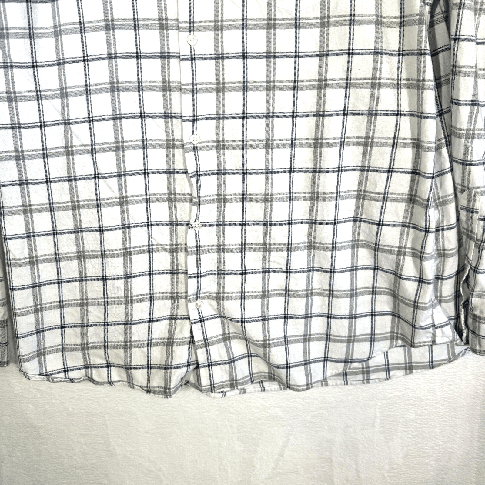 Bonobos Men’s 2XL White & Navy Plaid Cotton Button-Up Shirt – Regular Fit, M466 - Thumbnail 3