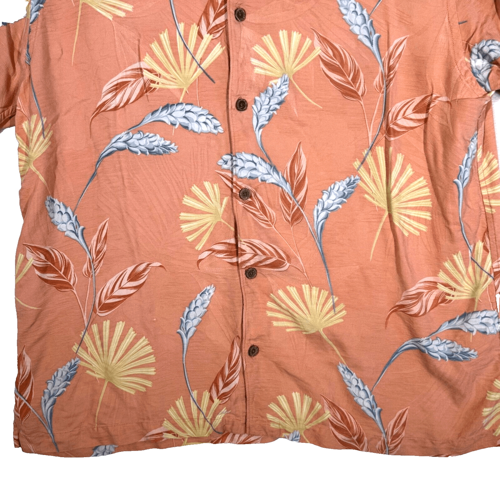 Tommy Bahama Shirt Men’s XL Silk Orange Floral Print Casual Short Sleeve Button - Thumbnail 6