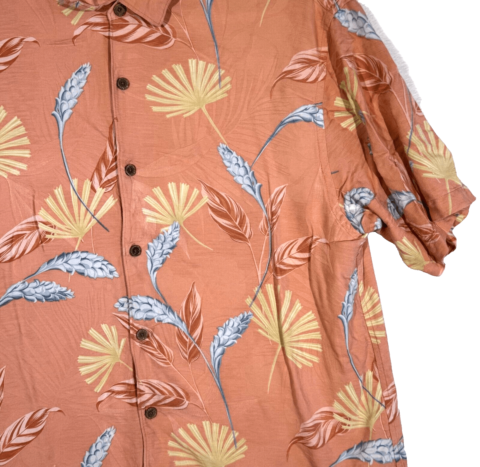 Tommy Bahama Shirt Men’s XL Silk Orange Floral Print Casual Short Sleeve Button - Thumbnail 5