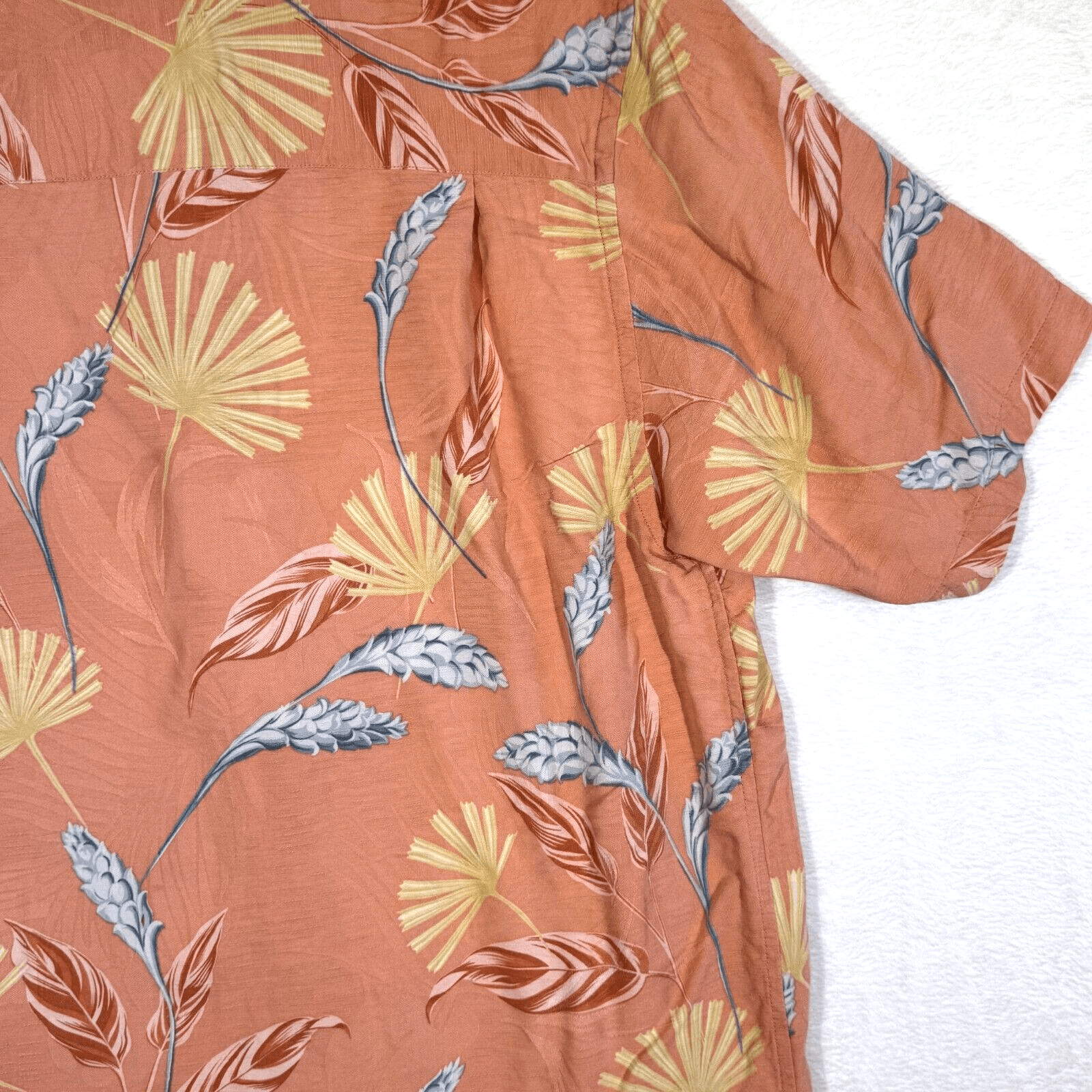 Tommy Bahama Shirt Men’s XL Silk Orange Floral Print Casual Short Sleeve Button - Thumbnail 11