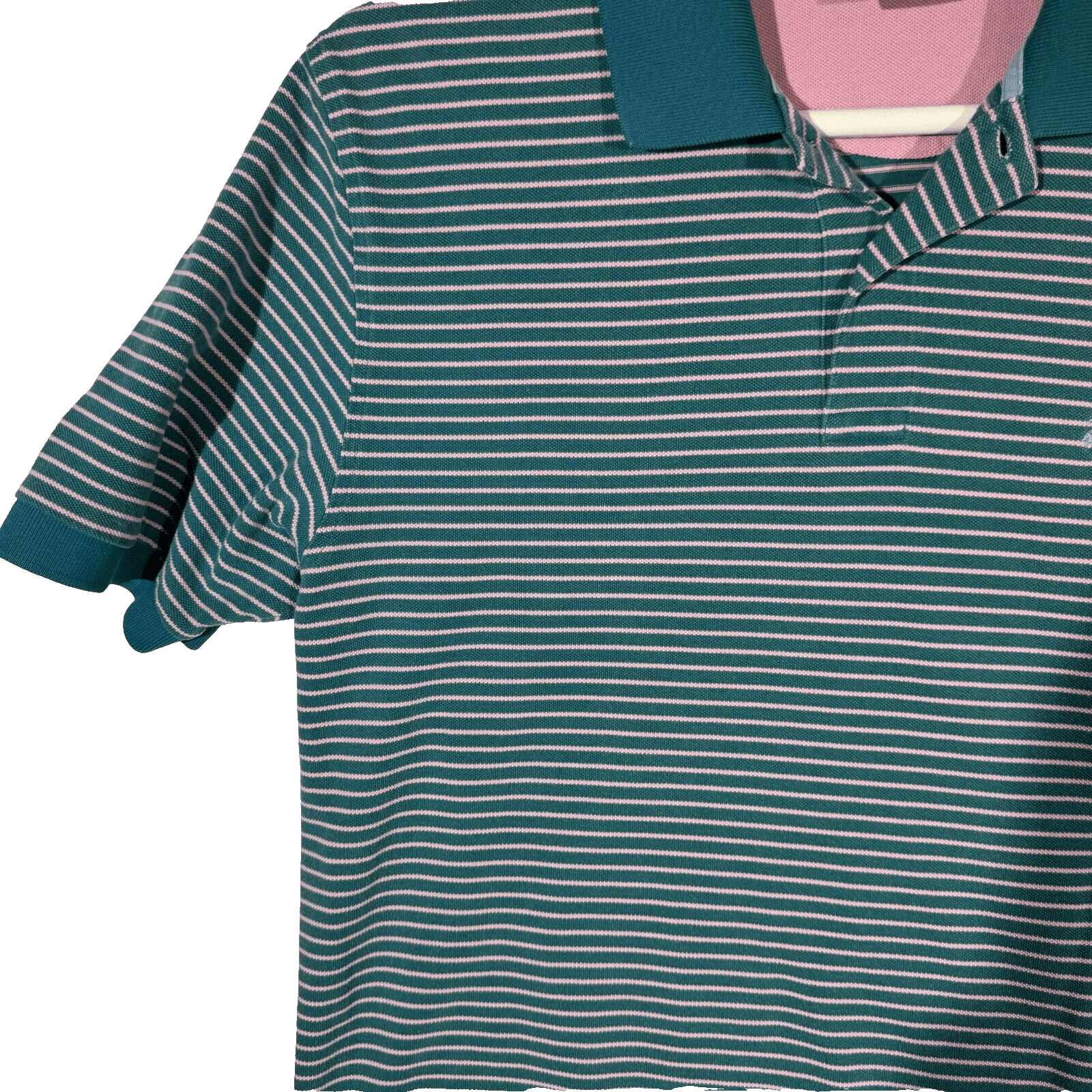 Brooks Brothers 1818 Men's Polo Shirt Large Blue Pink Striped Performance - Thumbnail 3