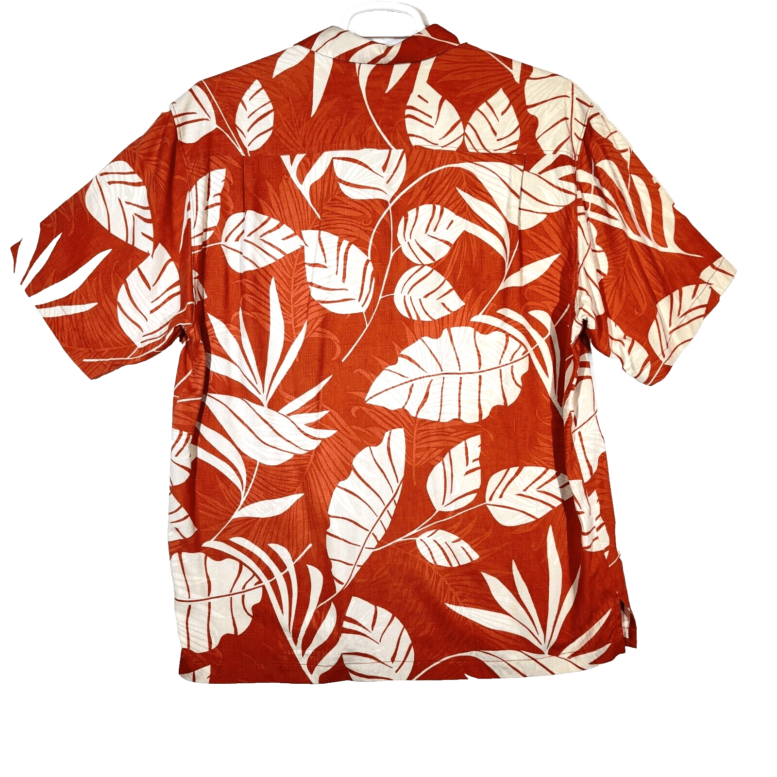 Tommy Bahama Shirt Men’s Large Orange Silk Tropical Floral Print Short Sleeve - Thumbnail 2