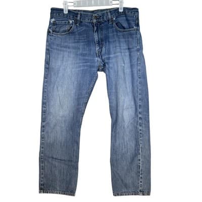 Levi's 514 Jeans Mens 34x28 Blue Denim Straight Fit Distressed Faded - Image 1