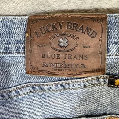 Lucky Brand Jeans Mens 34x28 Blue 181 Relaxed Straight Frayed Hem Stretch - Thumbnail 5