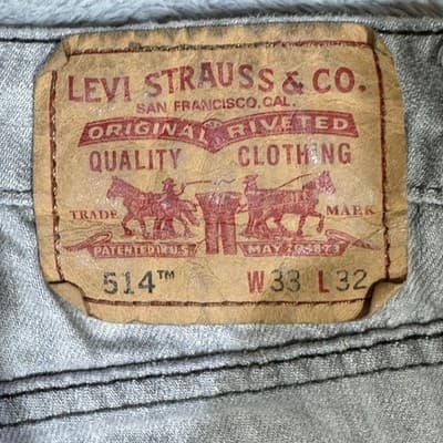Levi's 514 Jeans Mens 33x32 Gray Denim Slim Straight 100 Cotton Zip Fly - Thumbnail 4