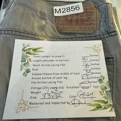 Levi's 514 Jeans Mens 33x32 Gray Denim Slim Straight 100 Cotton Zip Fly - Thumbnail 10