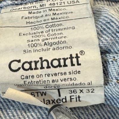 Carhartt Jeans Mens 34x28 Blue Denim Relaxed Fit 100 Cotton Workwear - Thumbnail 6