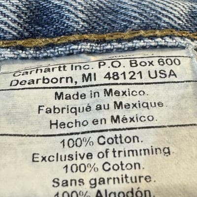 Carhartt Jeans Mens 34x28 Blue Denim Relaxed Fit 100 Cotton Workwear - Thumbnail 7