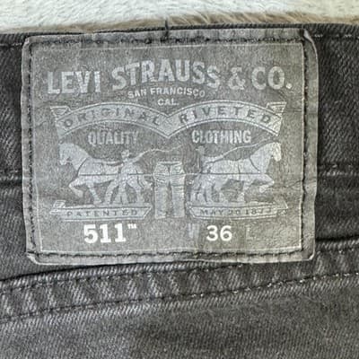 Levi's 511 Shorts Mens 36 Black Slim Fit Denim Cutoff Frayed Hem Stretch - Thumbnail 3