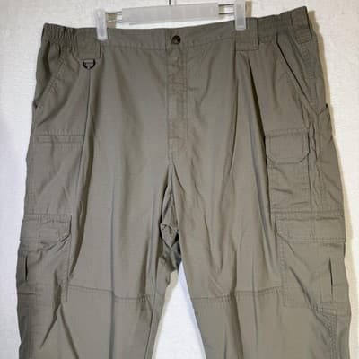5.11 Tactical Cargo Pants Mens 42x30 Taupe Ripstop Elastic Waist Multi Pocket - Thumbnail 4