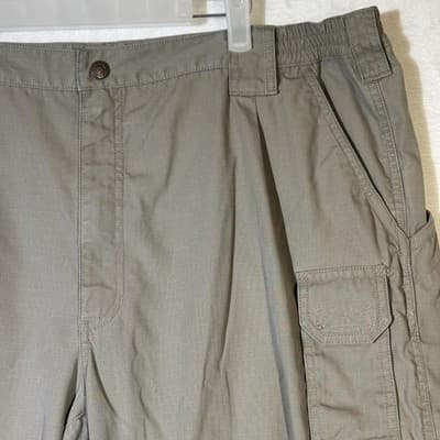 5.11 Tactical Cargo Pants Mens 42x30 Taupe Ripstop Elastic Waist Multi Pocket - Thumbnail 6