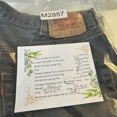 Levi's 550 Jeans Mens 40x32 Black Relaxed Fit Tapered Leg 100 Cotton - Thumbnail 7