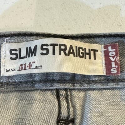 Levi's 514 Jeans Mens 33x32 Gray Denim Slim Straight 100 Cotton Zip Fly - Thumbnail 5