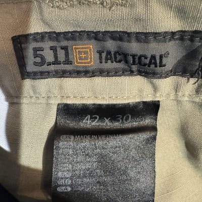 5.11 Tactical Cargo Pants Mens 42x30 Taupe Ripstop Elastic Waist Multi Pocket - Thumbnail 11