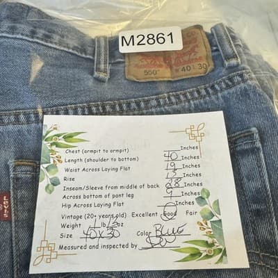 Levi's 550 Jeans Mens 40x30 Blue Relaxed Fit Tapered Leg Denim Red Tab - Thumbnail 11