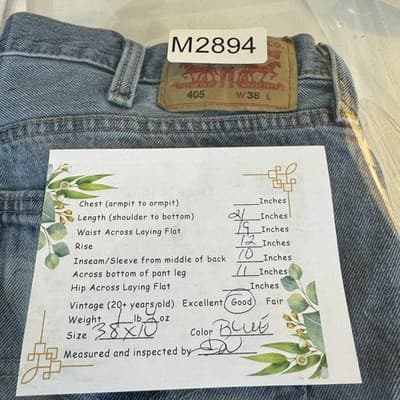 Levi's 405 Shorts Mens 38 Blue Light Wash Denim 10 Inseam 5-Pocket Zip Fly - Thumbnail 9