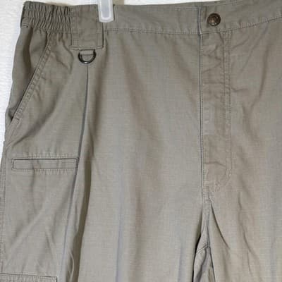 5.11 Tactical Cargo Pants Mens 42x30 Taupe Ripstop Elastic Waist Multi Pocket - Thumbnail 5