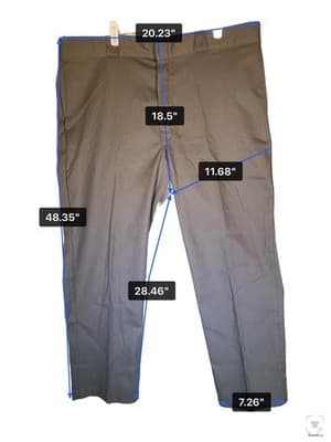 Dickies Pants Boys XL 40x30 Gray Chino Twill Polyester Cotton Zip Honduras - Thumbnail 10