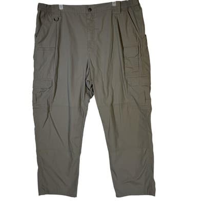 5.11 Tactical Cargo Pants Mens 42x30 Taupe Ripstop Elastic Waist Multi Pocket - Image 1